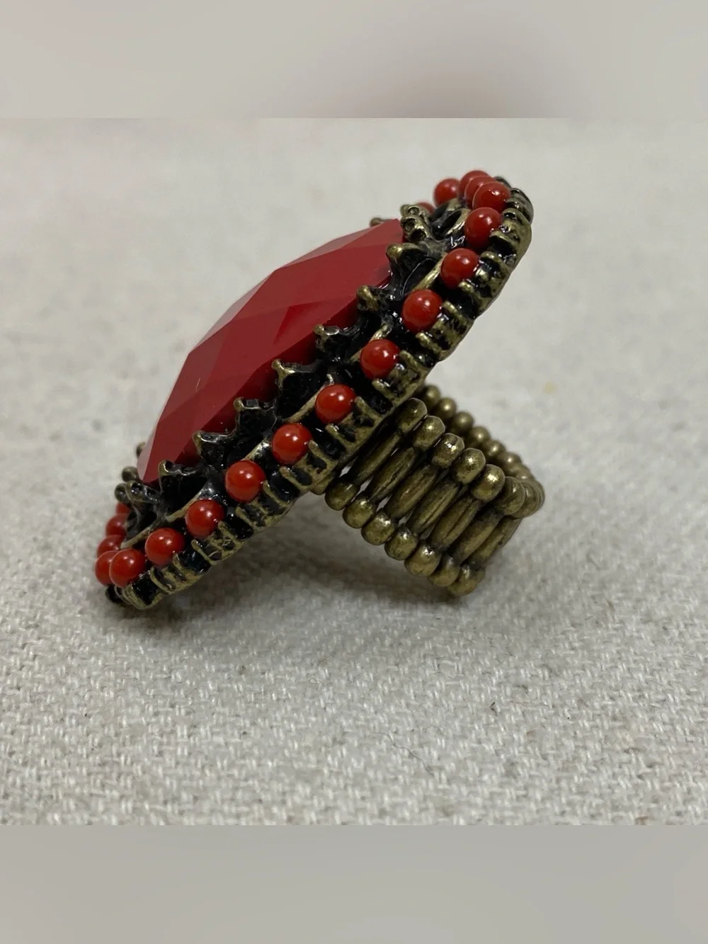 Bold Red Statement Cocktail Ring - stretch ring